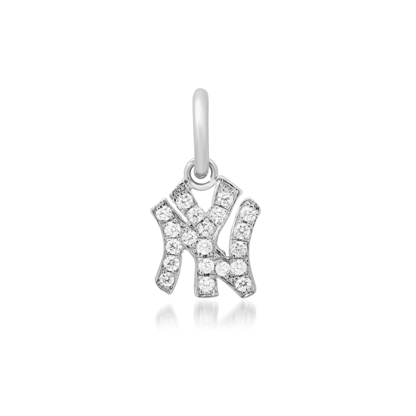 14K Gold Pavé Diamond NY Logo Charm Pendant