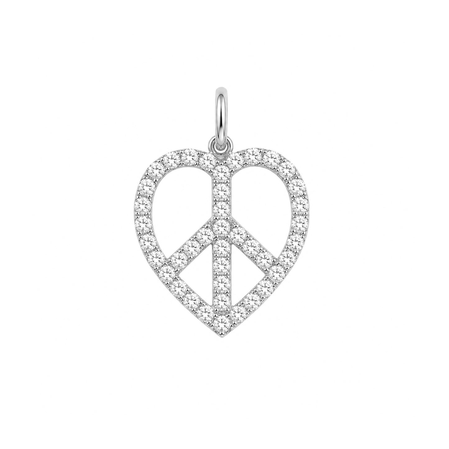 14K Gold Pavé Diamond Peace & Love Pendant