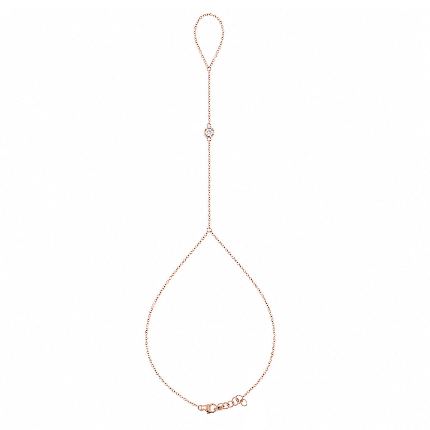 14K Gold Single Diamond Foot Lariat Ankle Bracelet