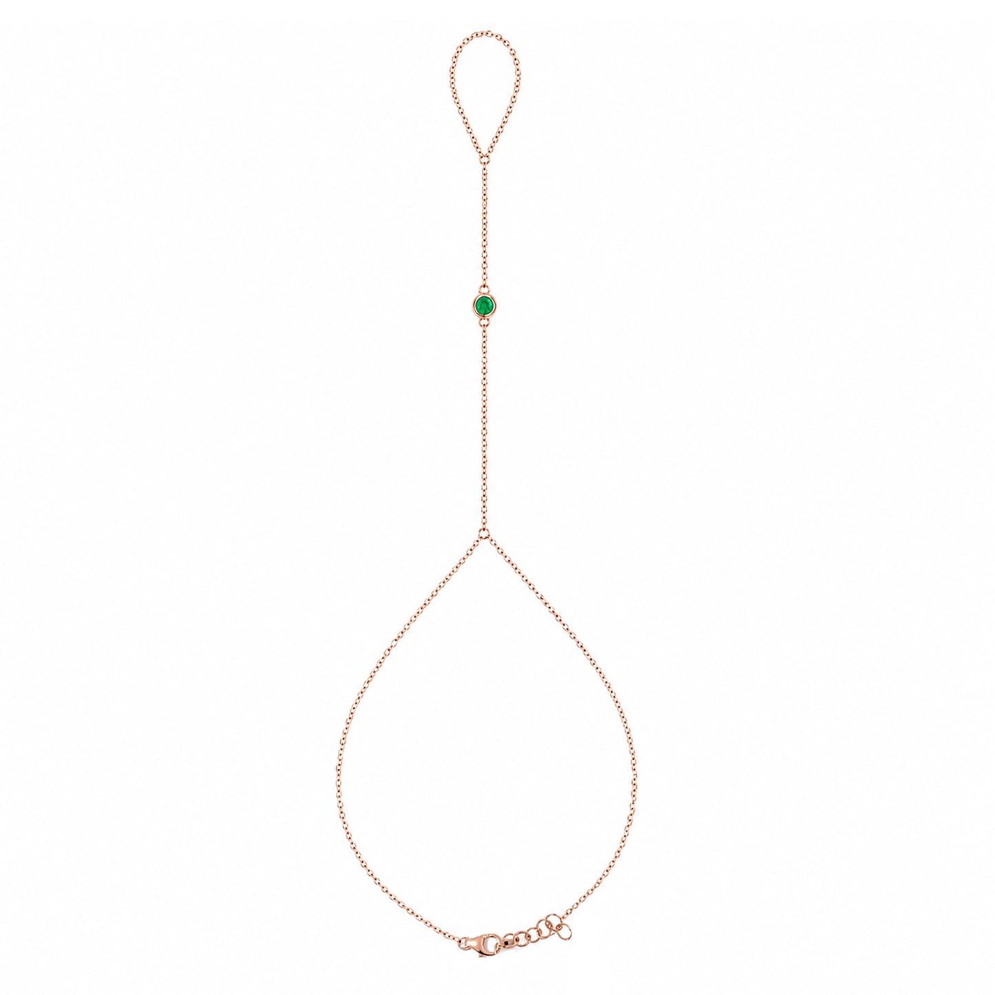 14K Gold Single Emerald Foot Lariat Ankle Bracelet