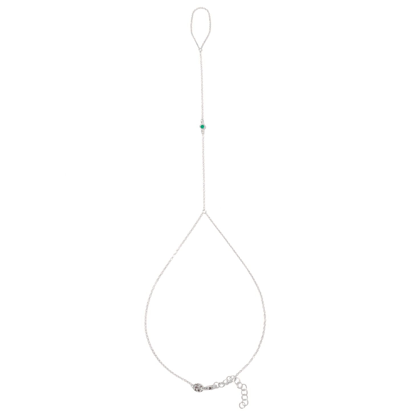 14K Gold Single Emerald Foot Lariat Ankle Bracelet