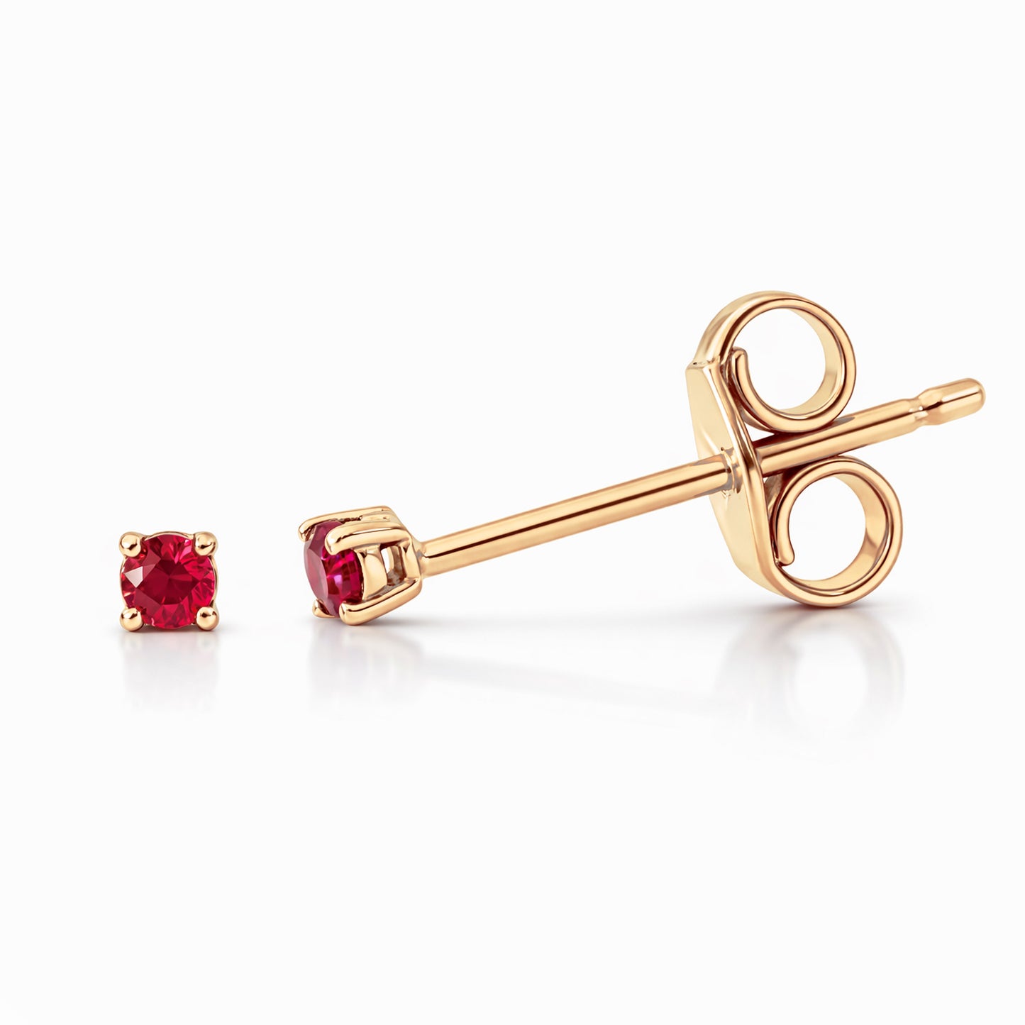 14K Gold 1mm Solitaire Ruby 4 Prong Stud Earrings