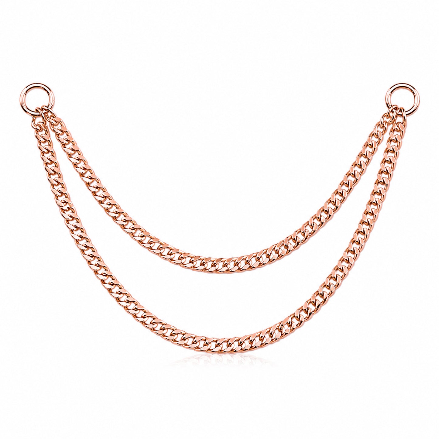 14K Gold Dangle Double Cuban Link Chain Earring Jacket