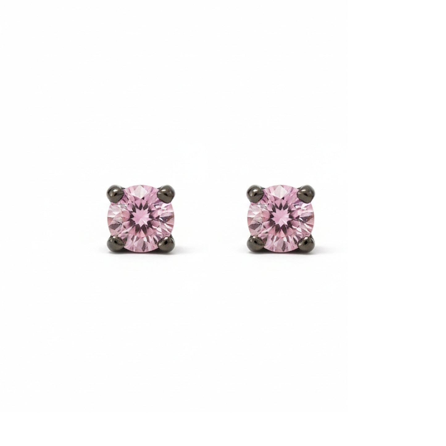 14K Gold 2mm Solitaire Pink Sapphire 4 Prong Stud Earrings
