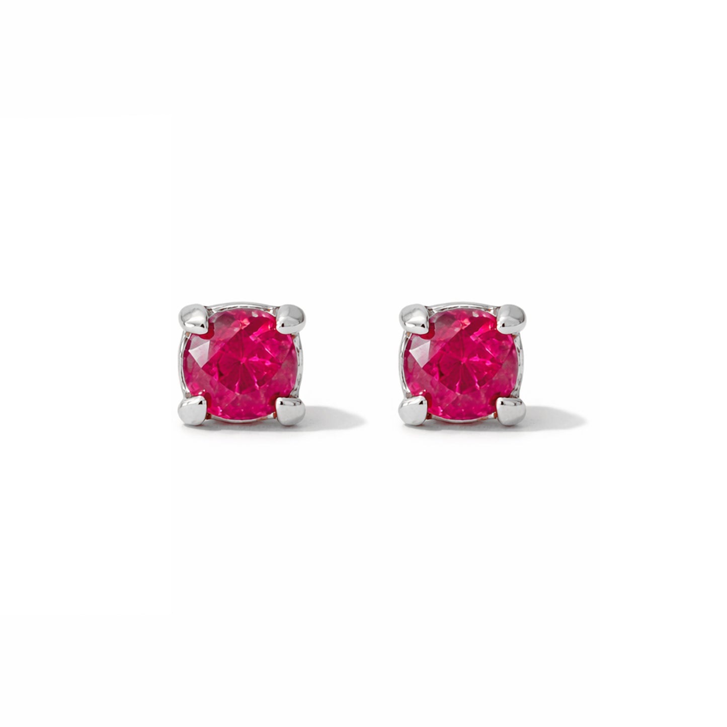 14K Gold 2mm Solitaire Ruby 4 Prong Stud Earrings