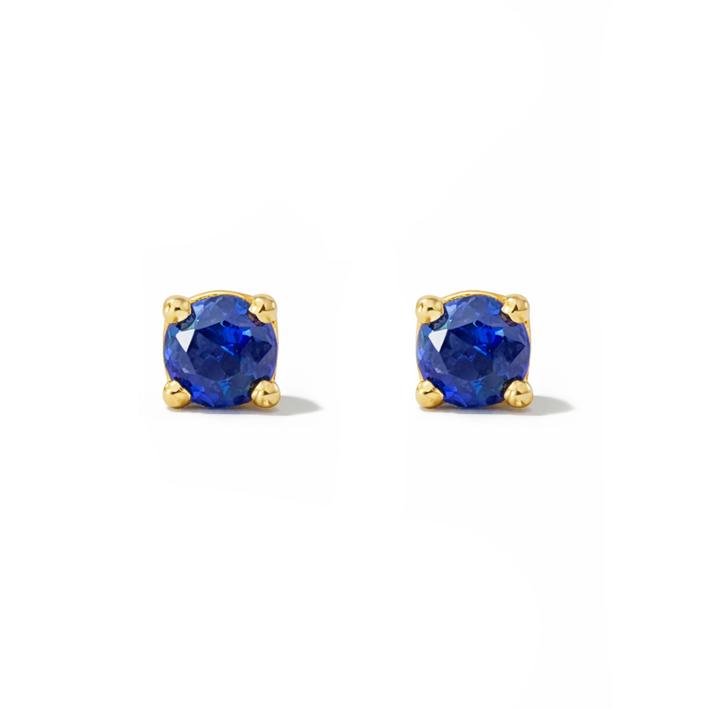 14K Gold 2mm Solitaire Sapphire 4 Prong Stud Earrings