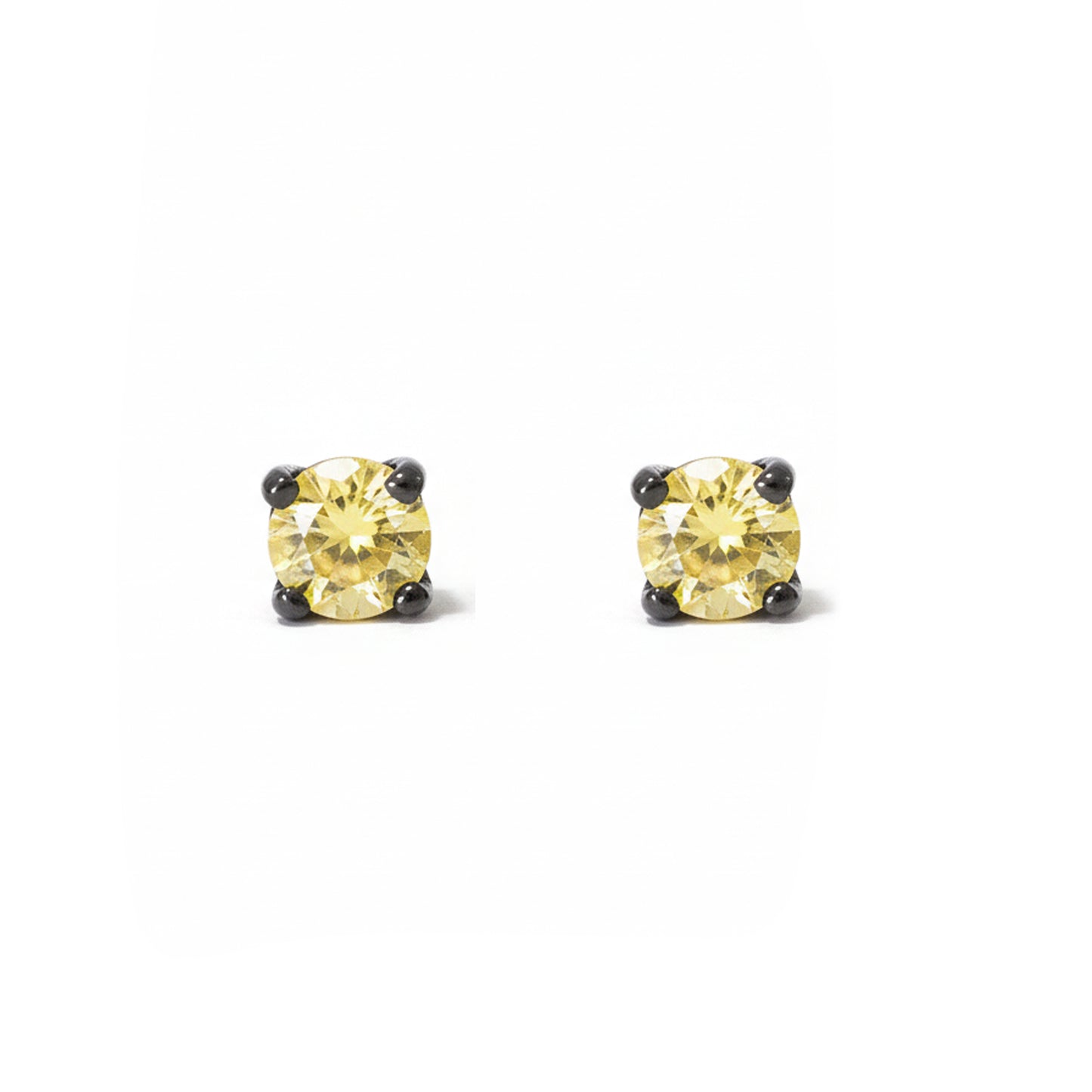 14K Gold 2mm Solitaire Yellow Sapphire 4 Prong Stud Earrings