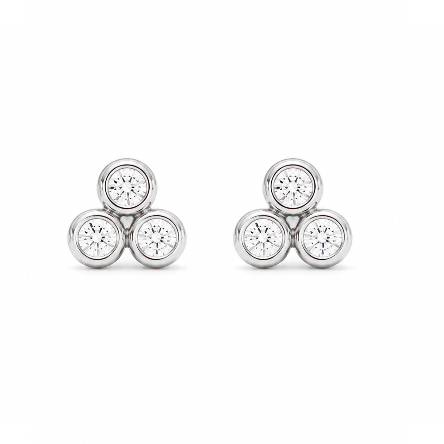 14K Gold Diamond Trinity Ball Cluster Stud Earrings