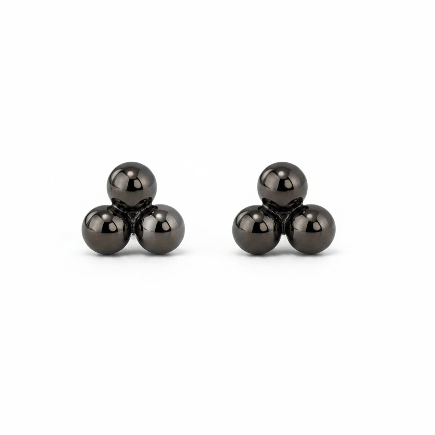 14K Gold Trinity Ball Cluster Stud Earrings