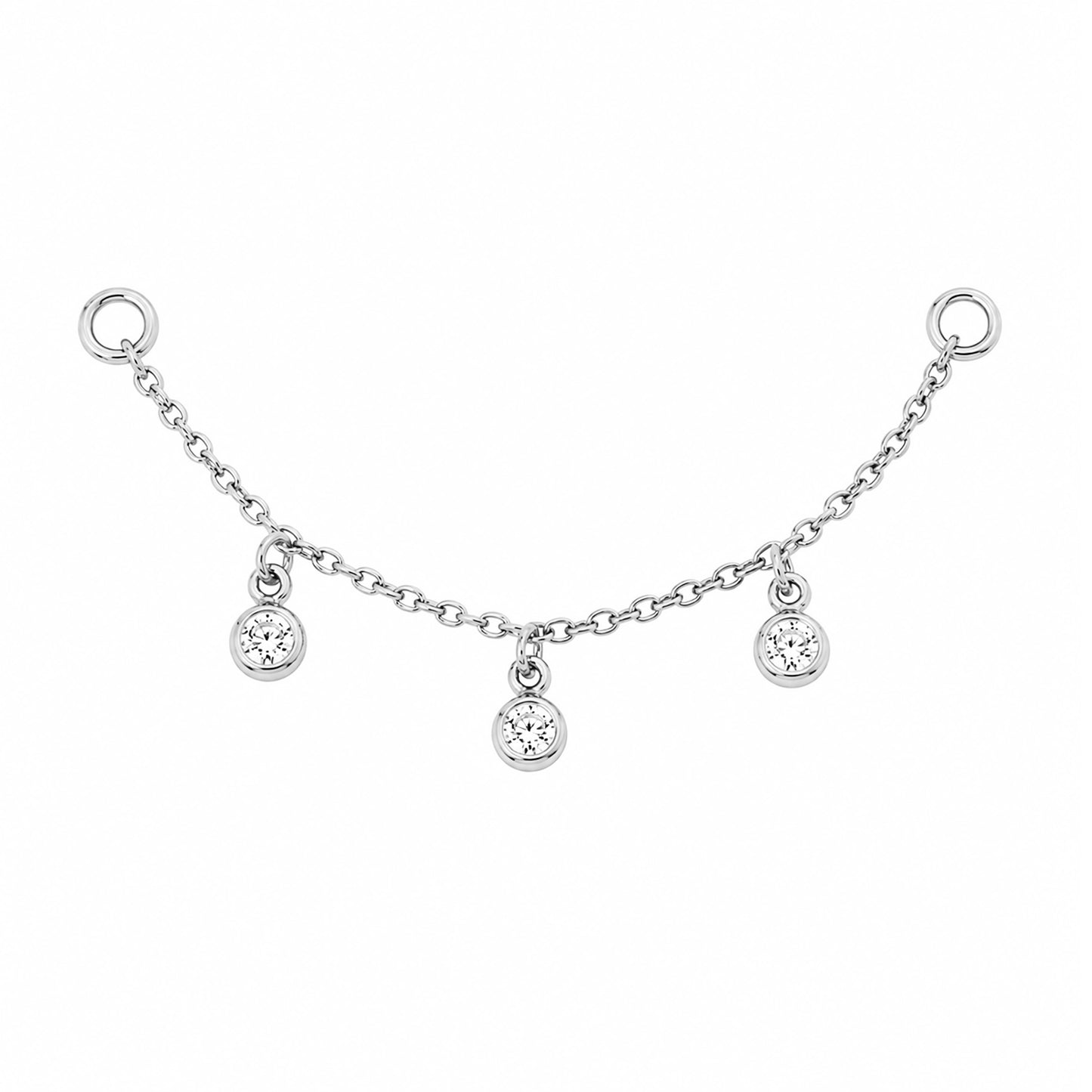 14K Gold Triple Diamond Dangle Chain Earring Jacket