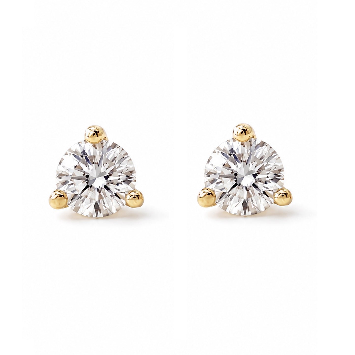 14K Gold Solitaire 3mm Diamond Martini Stud Earrings