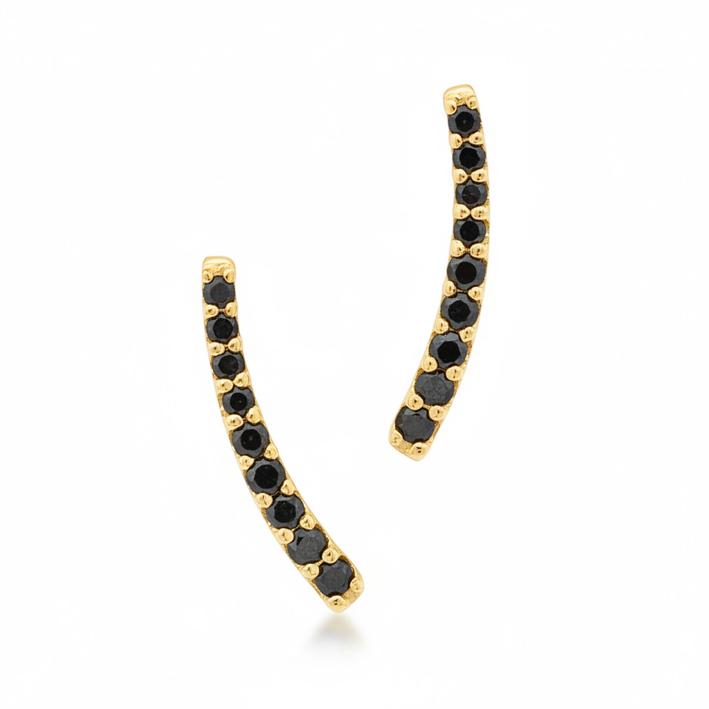 14K Gold Black Diamond Climber Arch Earrings