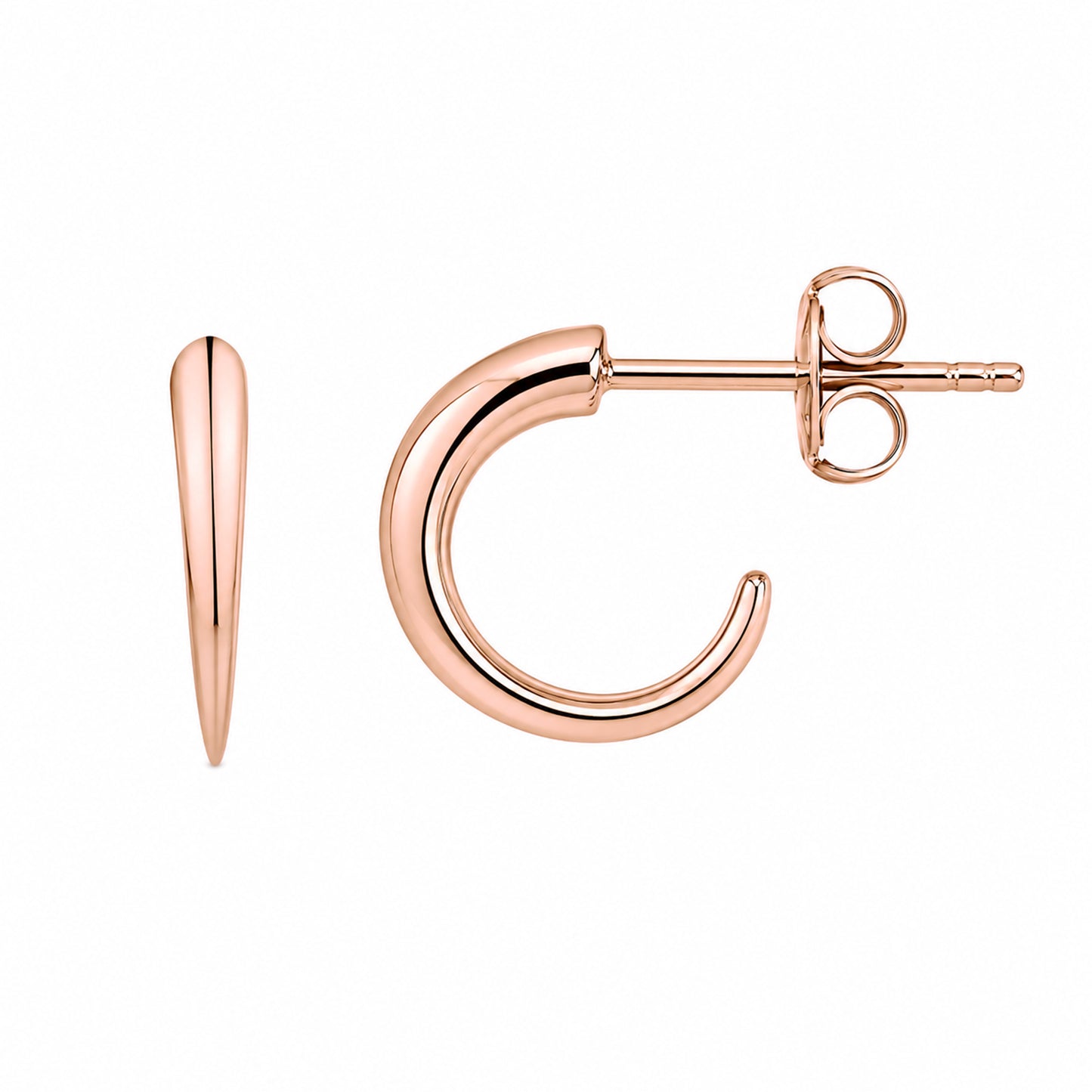 14K Gold Clawed Hoop Stud Earrings