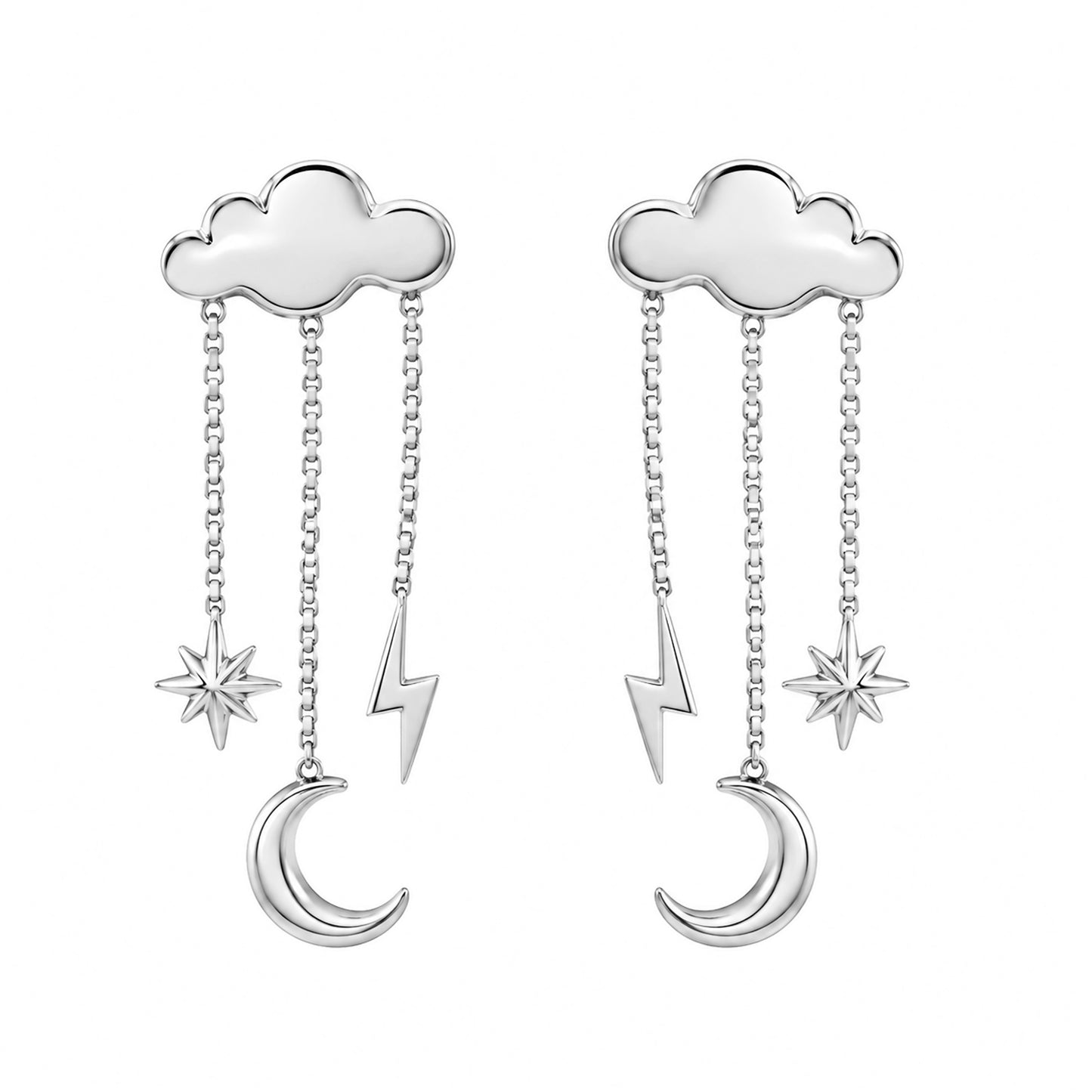 14K Gold Celestial Cloud Stud Earrings