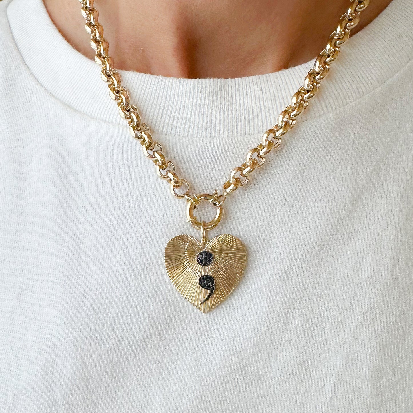 14K Gold Thick Round Rolo Link Belcher Chain Necklace, 6mm Size