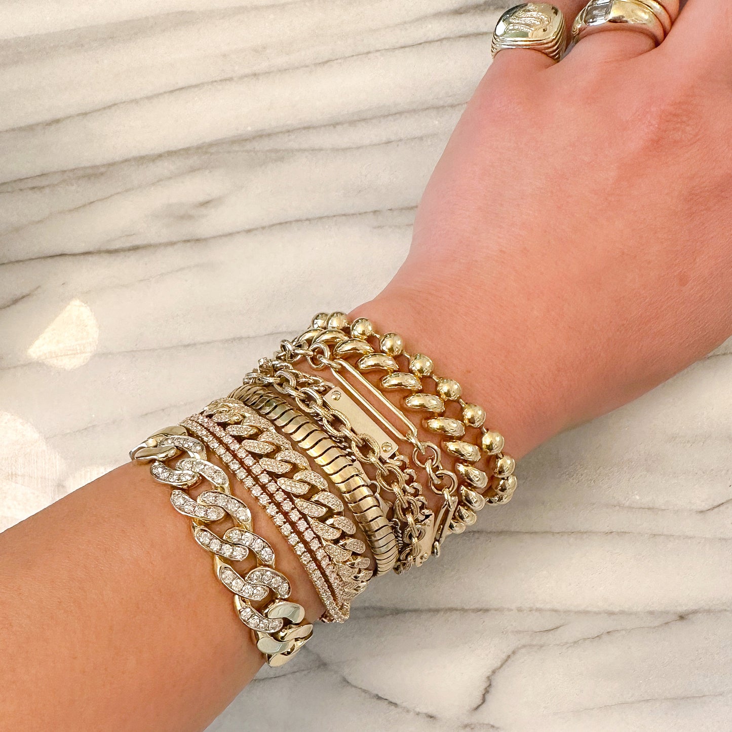 14K Gold Ball Chain Link Bracelet, 6mm Size Links