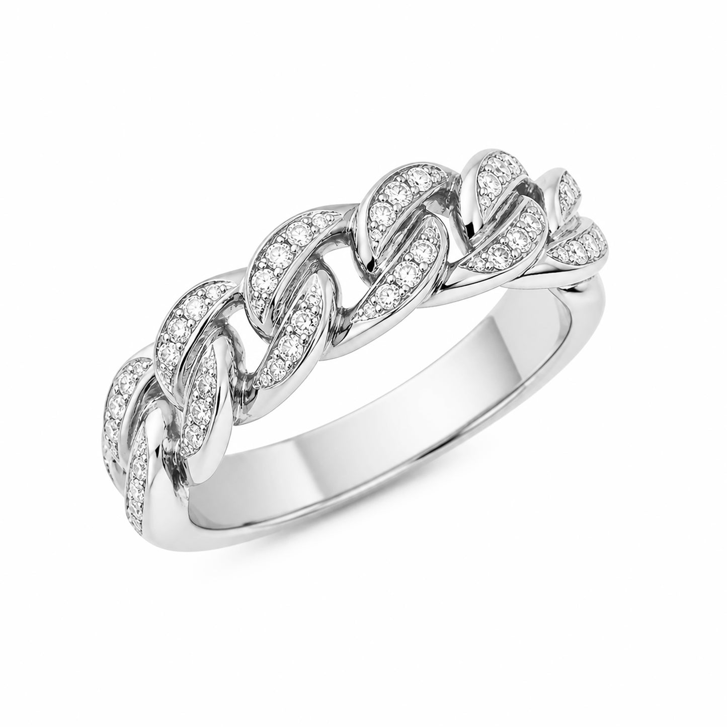 14K Gold Pavé Diamond Cuban Link Ring