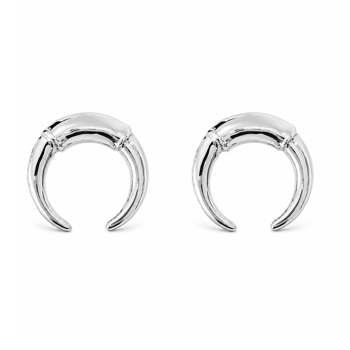 14K Gold Double Horn Stud Earrings