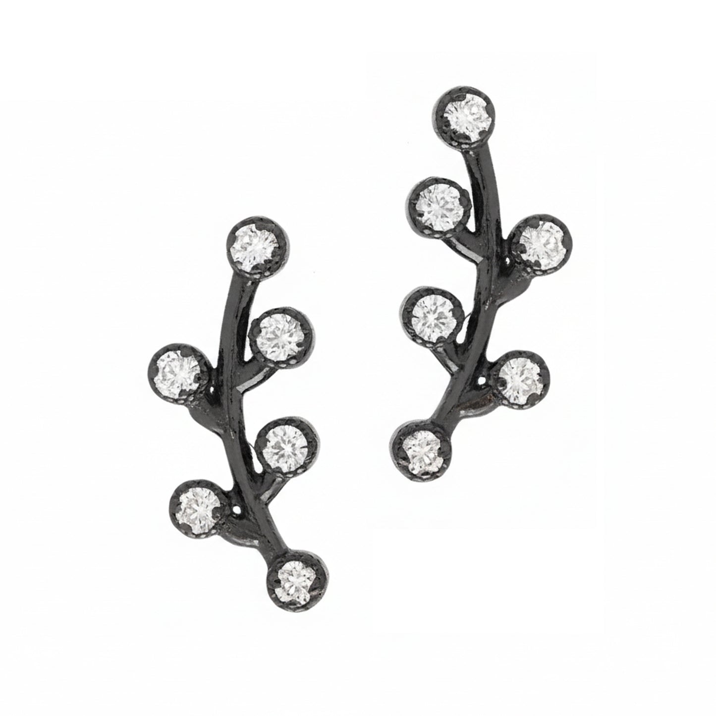 14K Gold Diamond Floral Climber Earrings