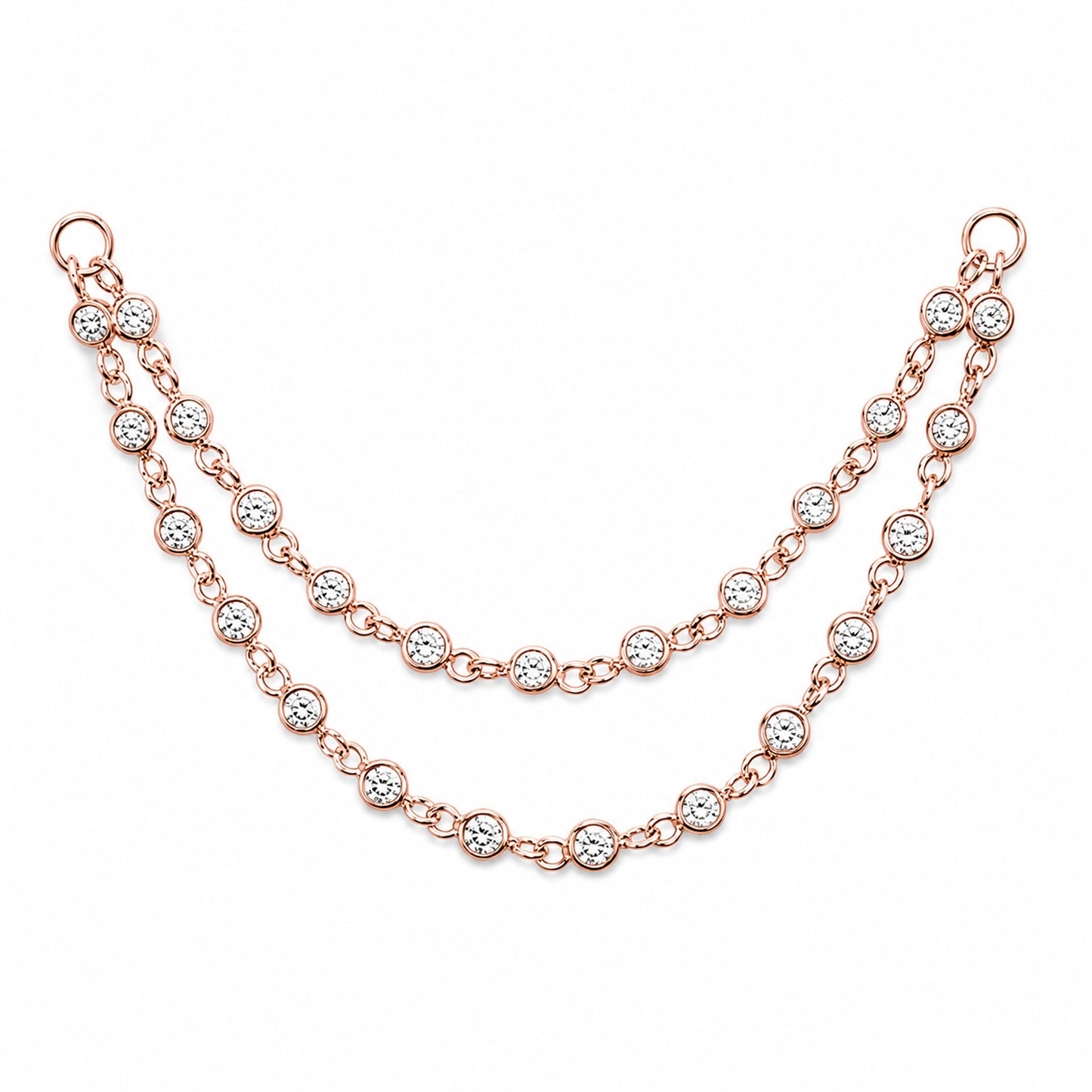14K Gold Dangle Double Diamond Chain Earring Jacket