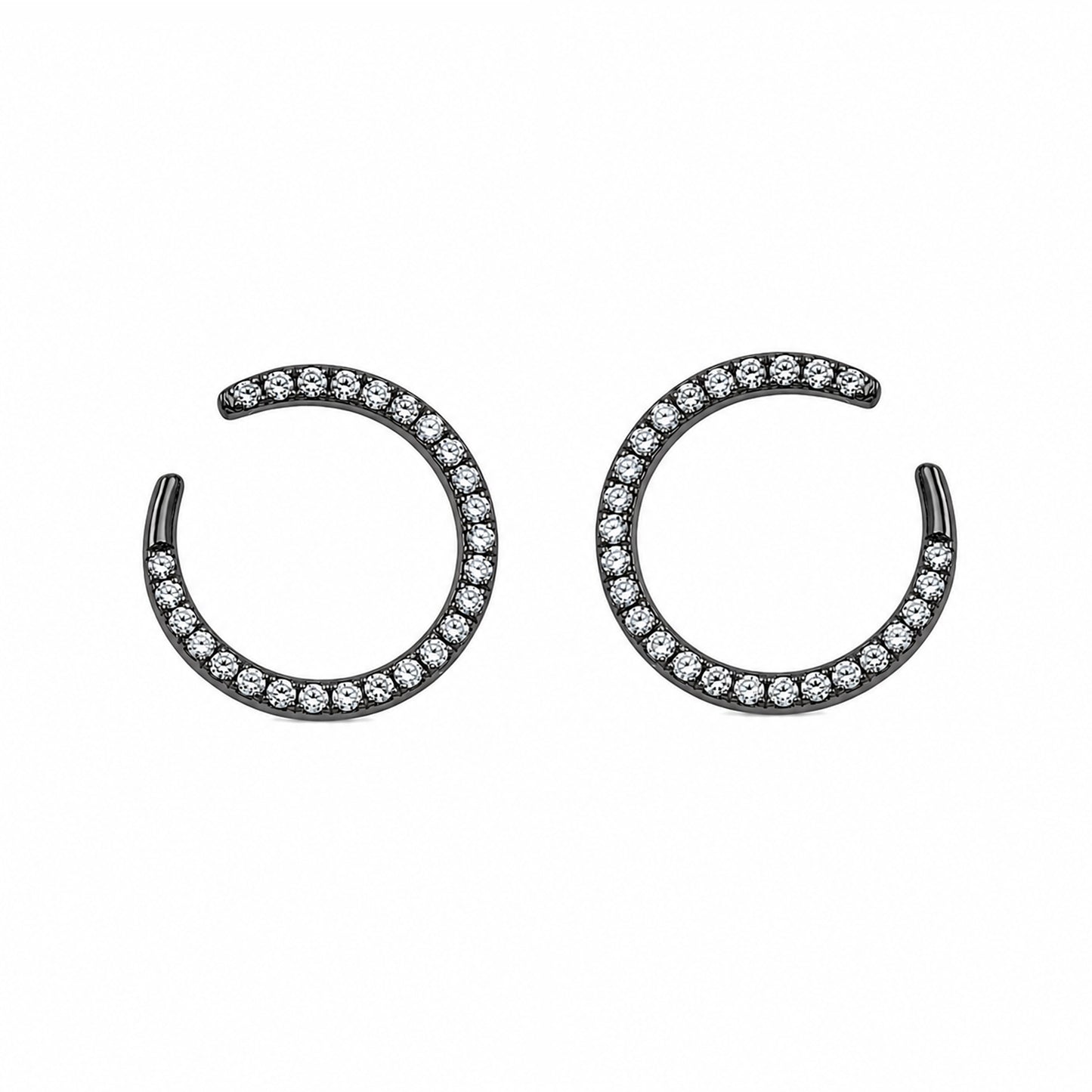 14K Gold Pavé Diamond Comet Stud Earrings