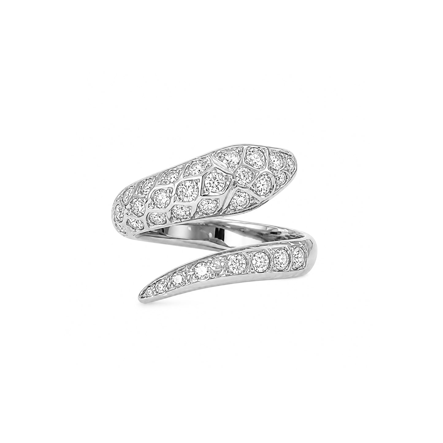 14K Gold Diamond Snake Wrap Bypass Ring