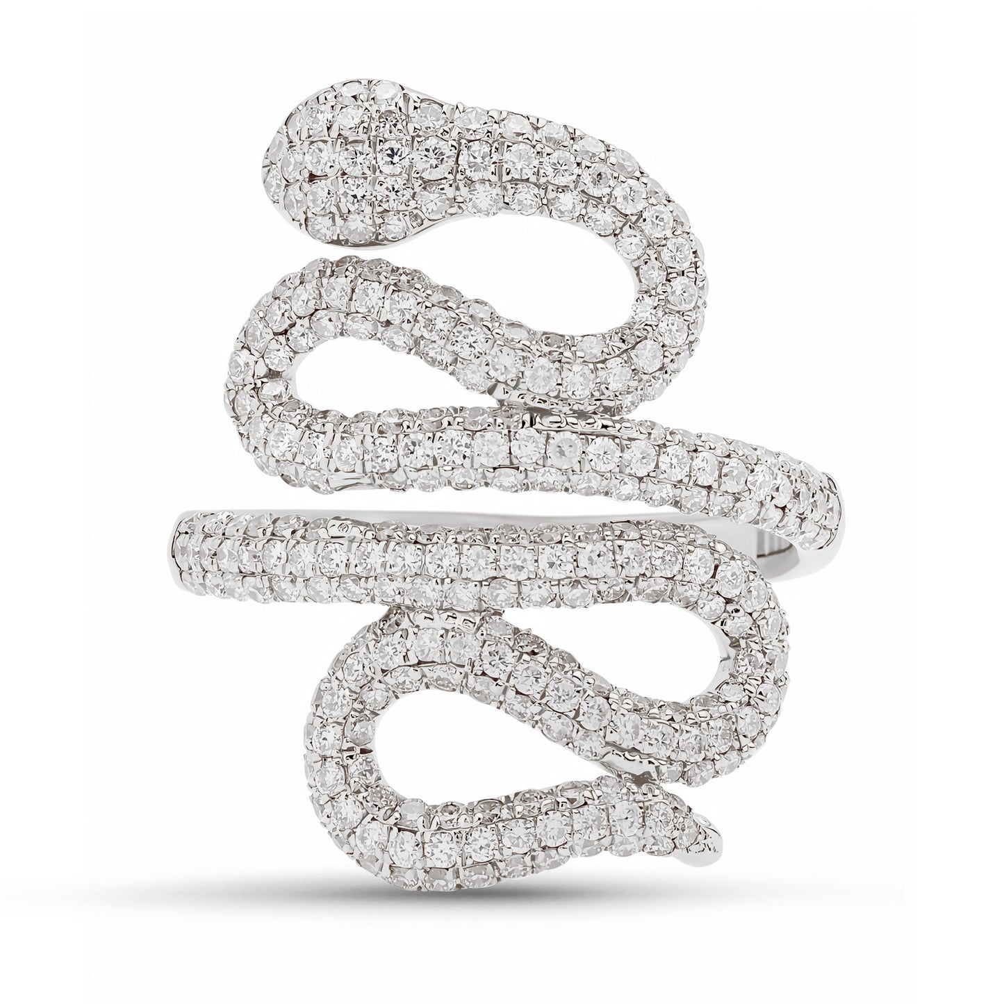 14K Gold Pavé Diamond Swivel Serpent Snake Wrap Ring