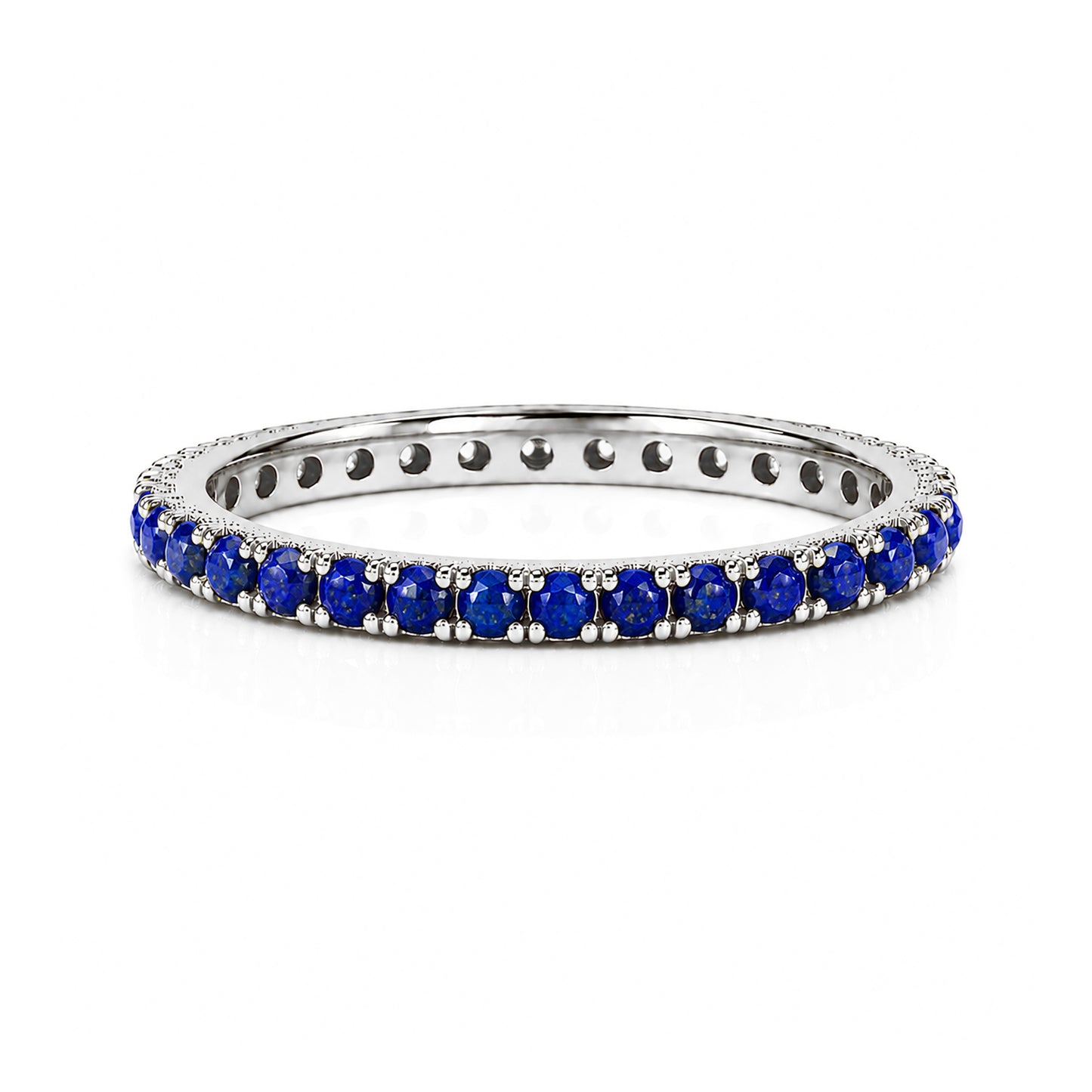 14K Gold Pavé Lapis Lazuli Gemstone Full Eternity Band