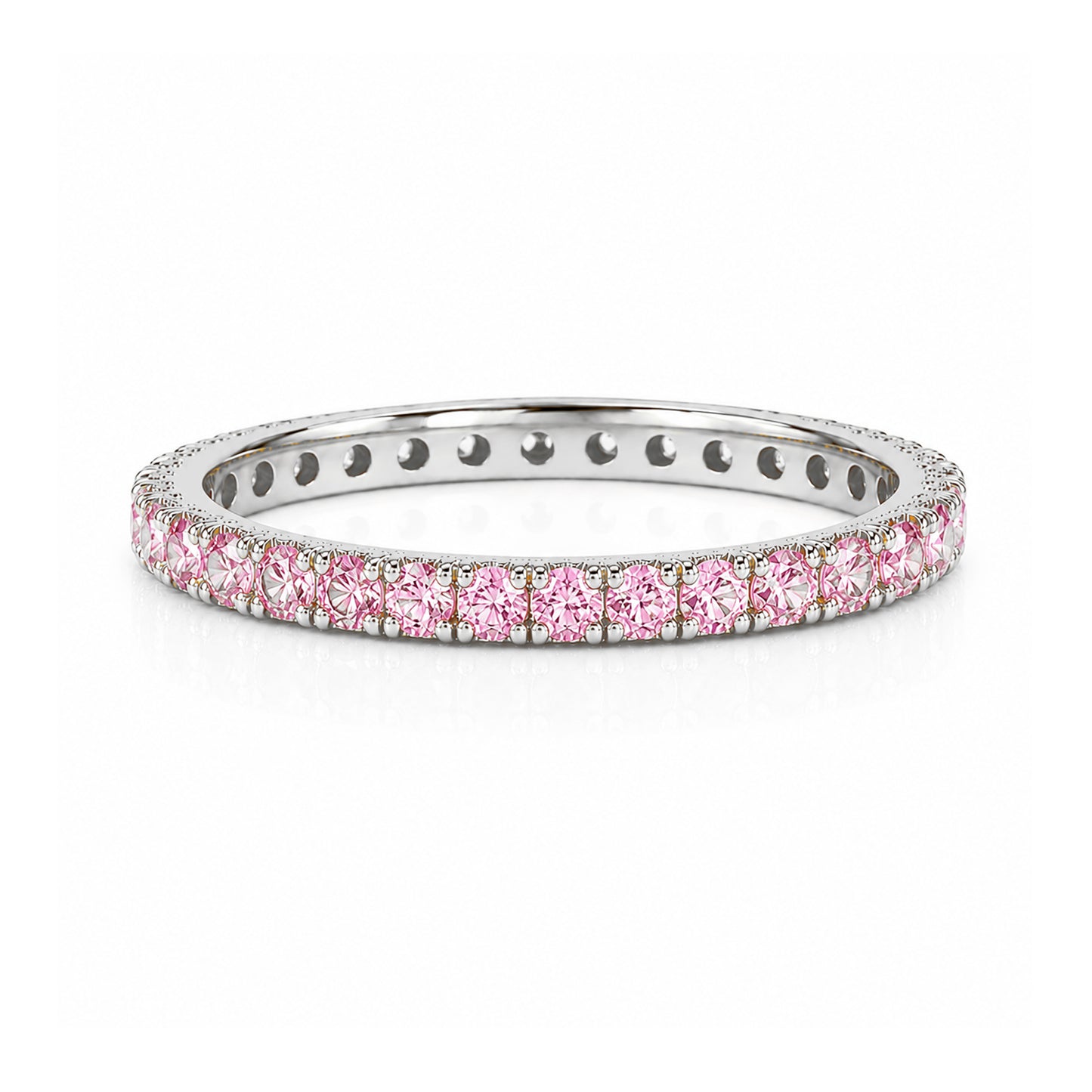 14K Gold Pavé Powder Pink Sapphire Full Eternity Band