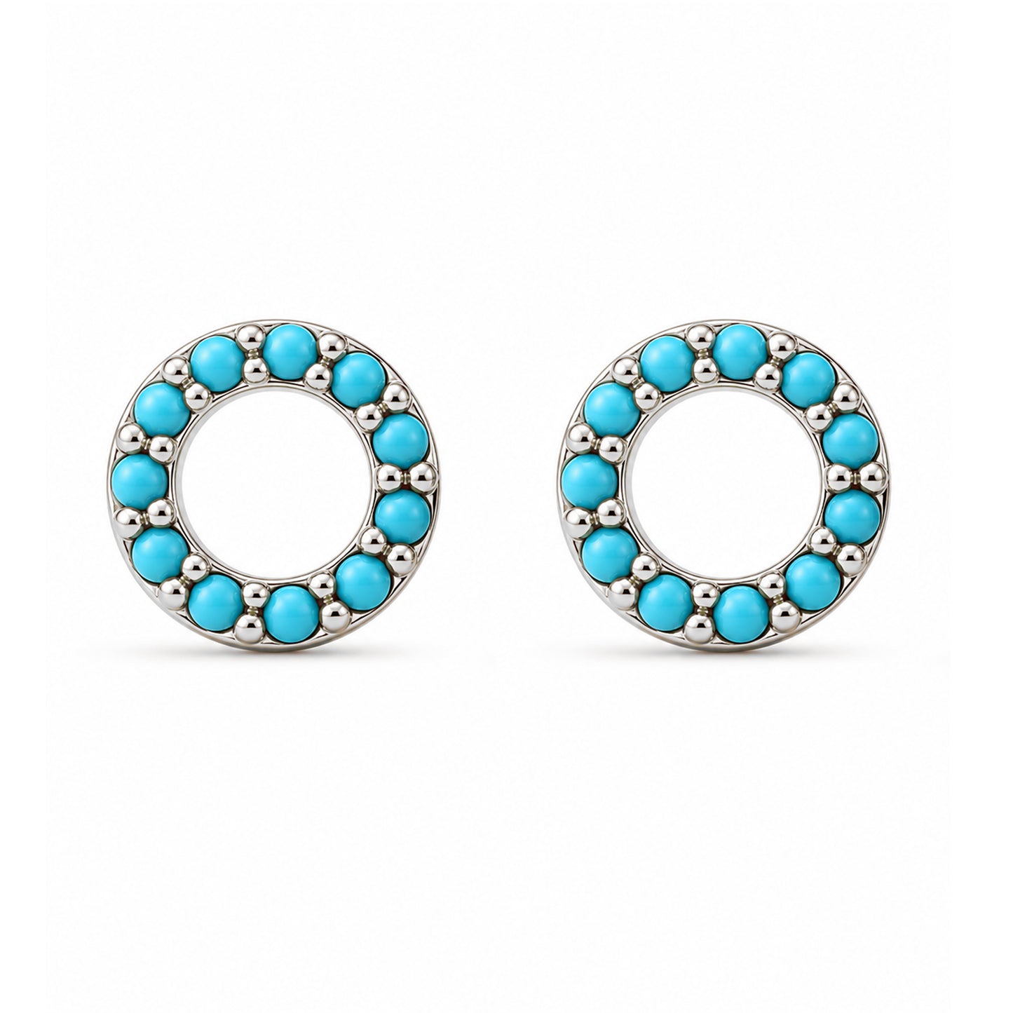 14K Gold Turquoise Halo Stud Earrings