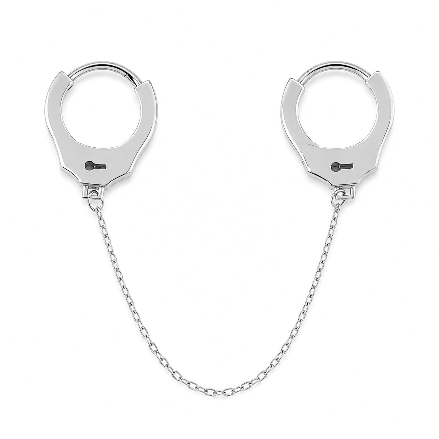 14K Gold Double Handcuff Huggie Hoop Earrings