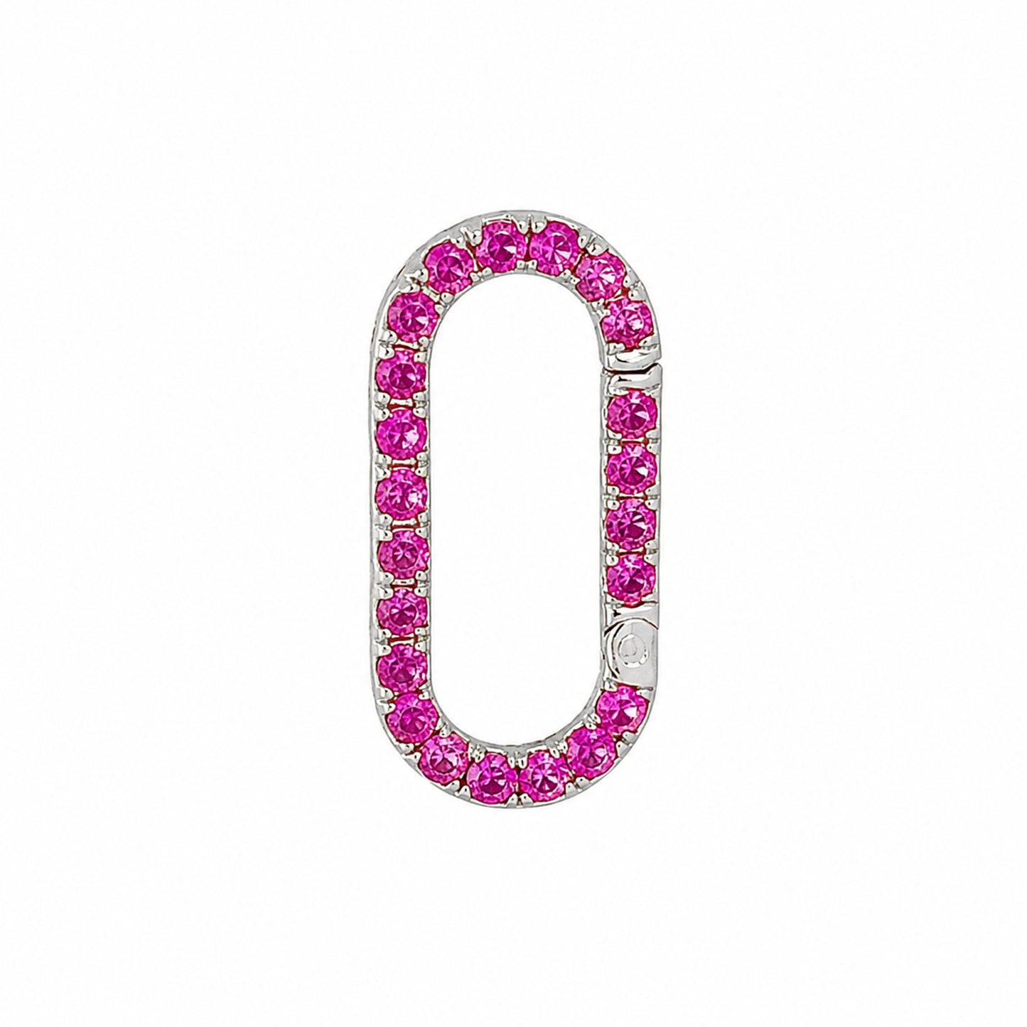 14K Gold Hot Pink Sapphire Elongated Oval Charm Enhancer ~ Large Size