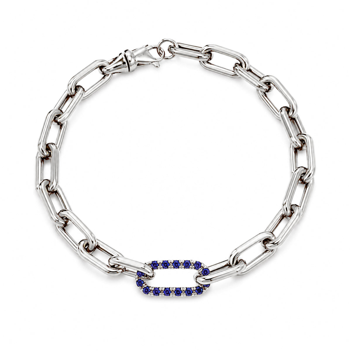 14K Gold Lapis Lazuli Thick Oval Link Bracelet