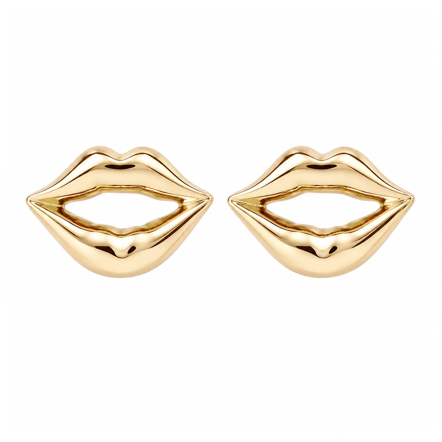 14K Gold Lip Pout Stud Earrings