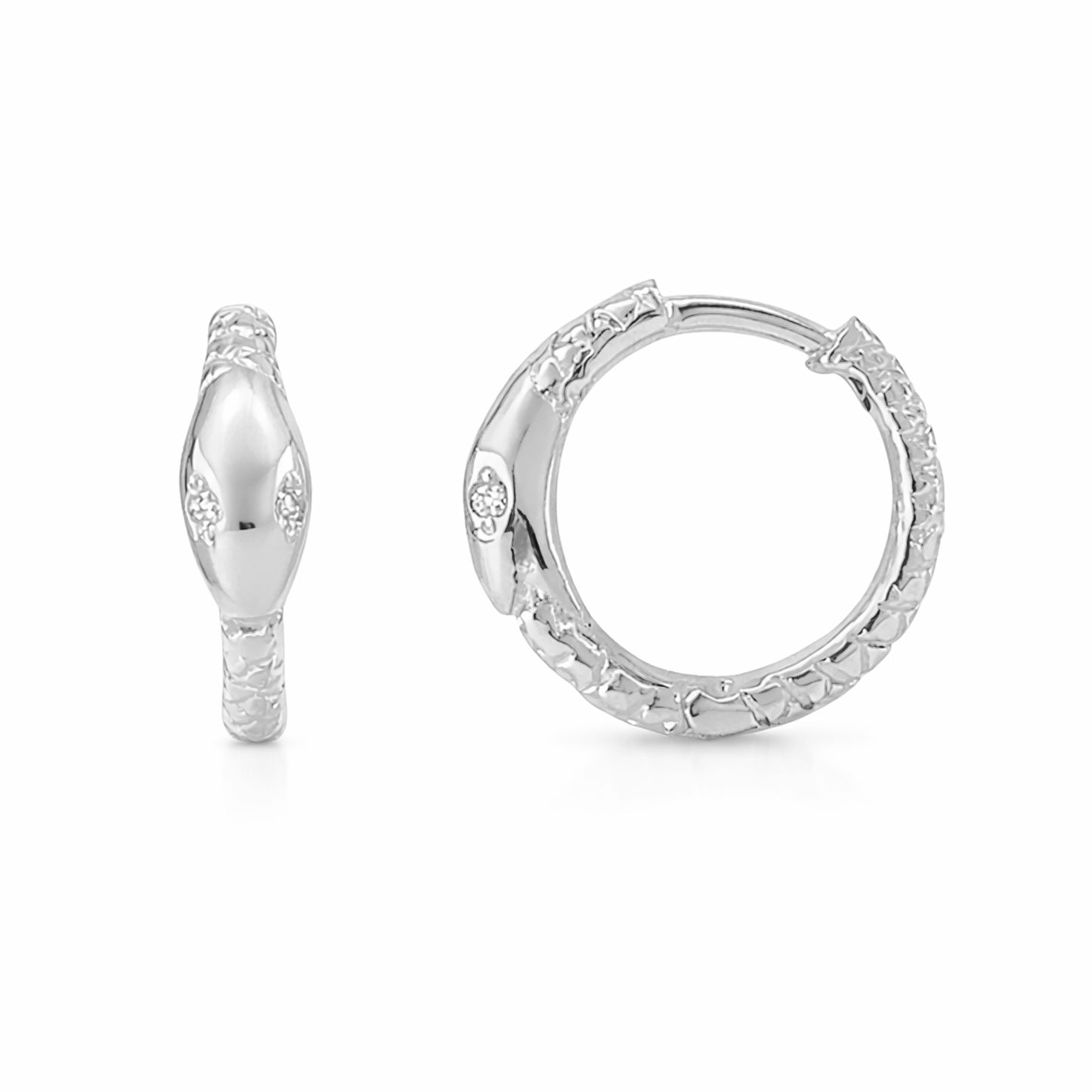 14K Gold Ouroboros Snake Huggie Hoop Earrings ~ Medium Size