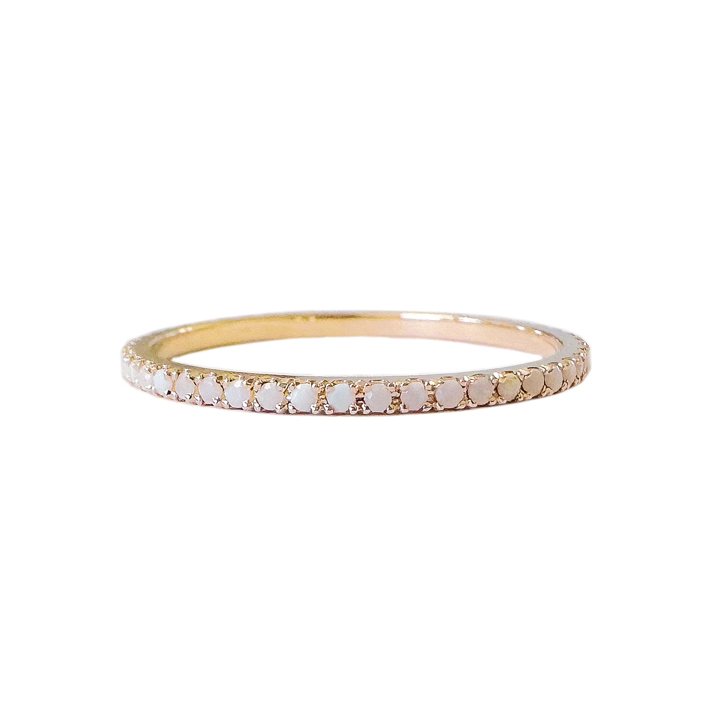 14K Gold Micro Pavé Opal Gemstone Full Eternity Band