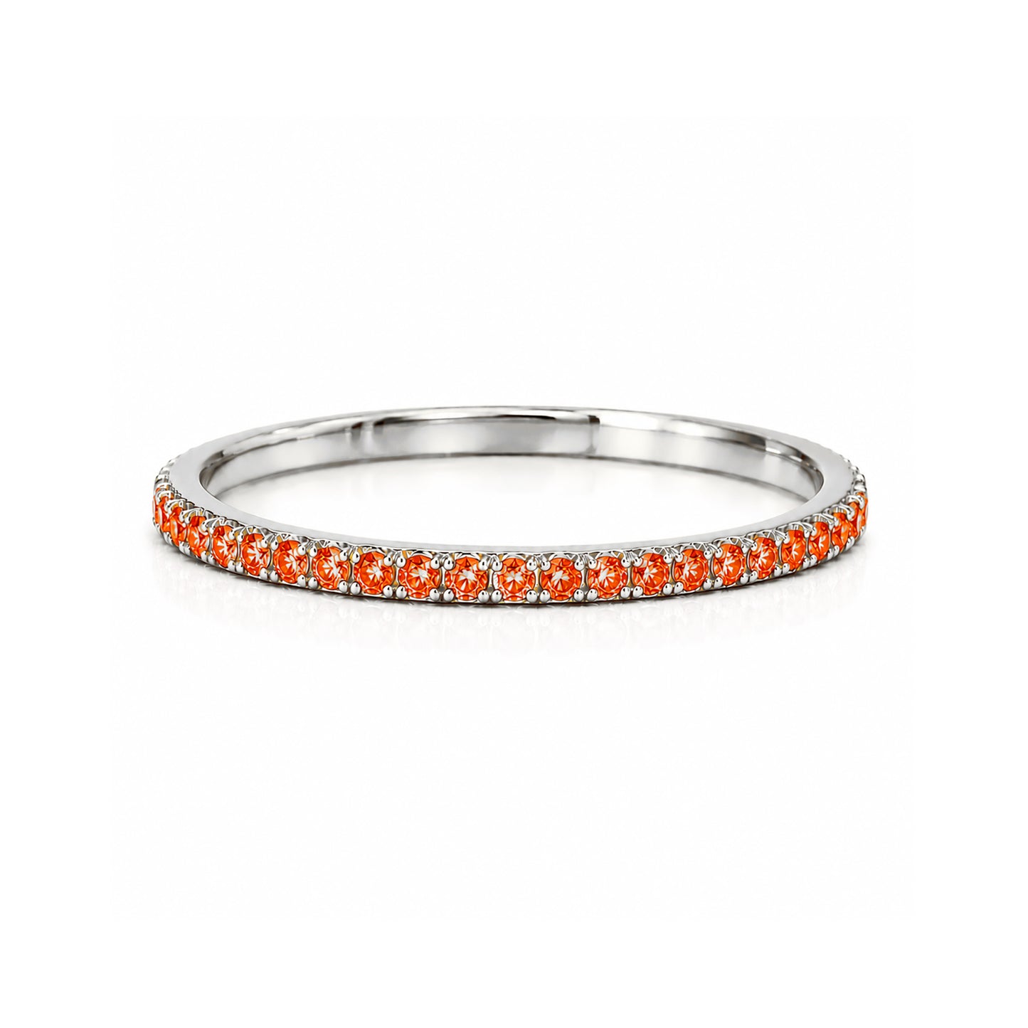 14K Gold Micro Pavé Orange Sapphire Gemstone Full Eternity Band