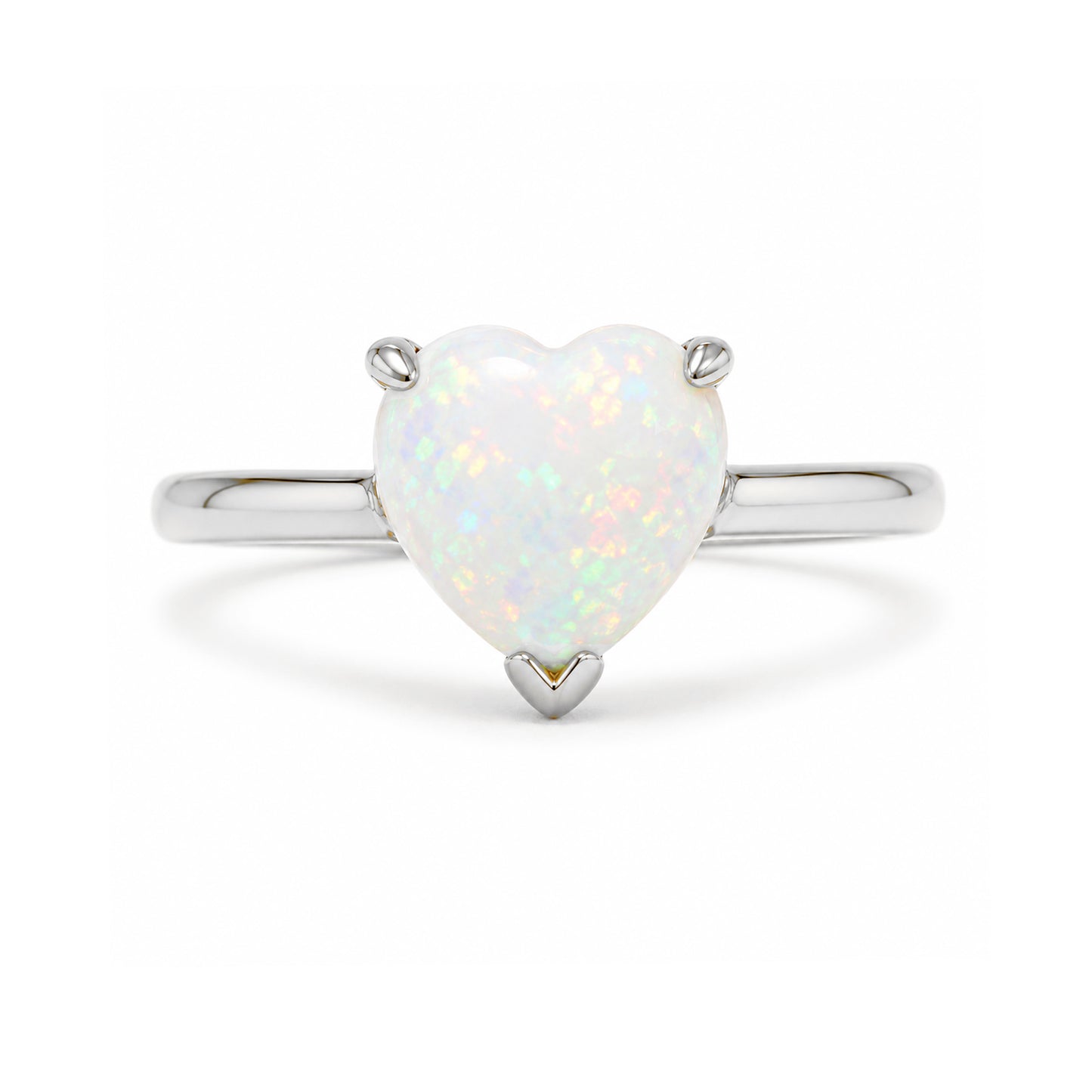 14K Gold Opal Heart Solitaire Ring
