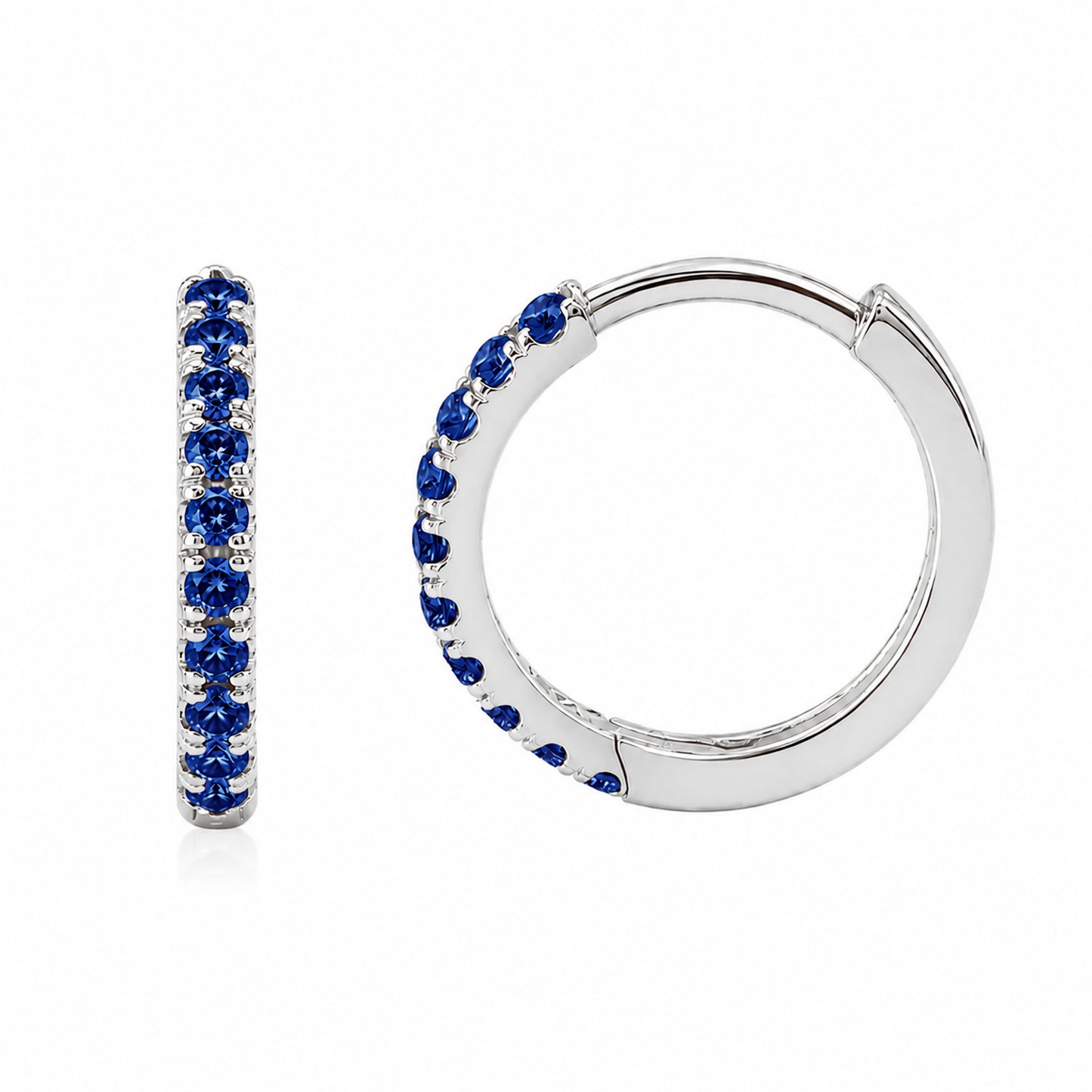 14K Gold Pavé Sapphire Large Size (12mm) Huggie Hoop Earrings