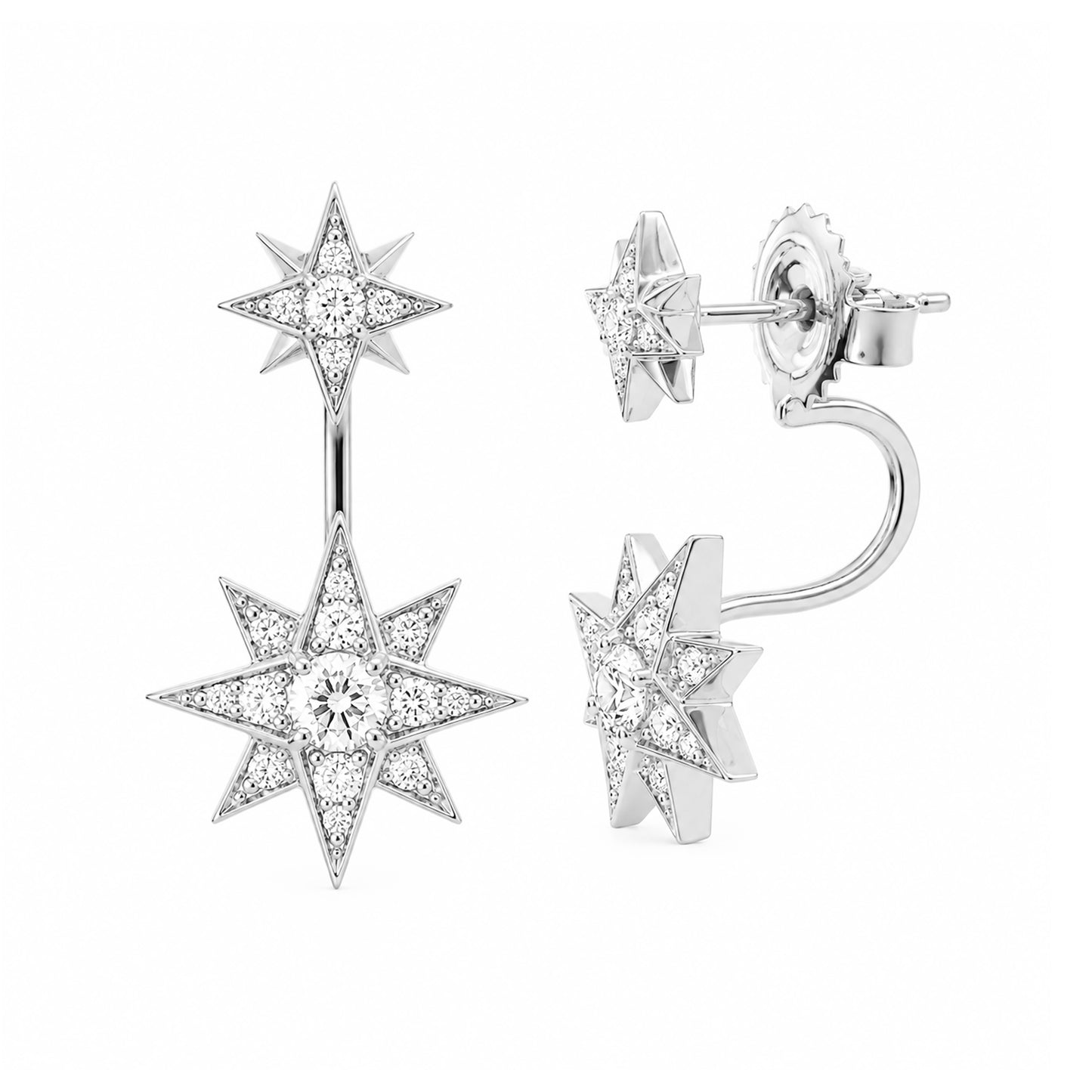 14K Gold Pavé Diamond Starburst Stud Earring & Jacket Set