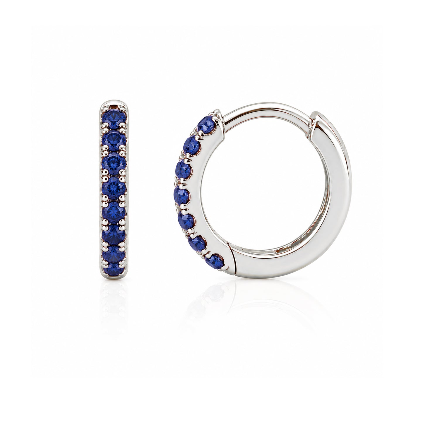 14K Gold Pavé Sapphire Small Size (9mm) Huggie Hoop Earrings