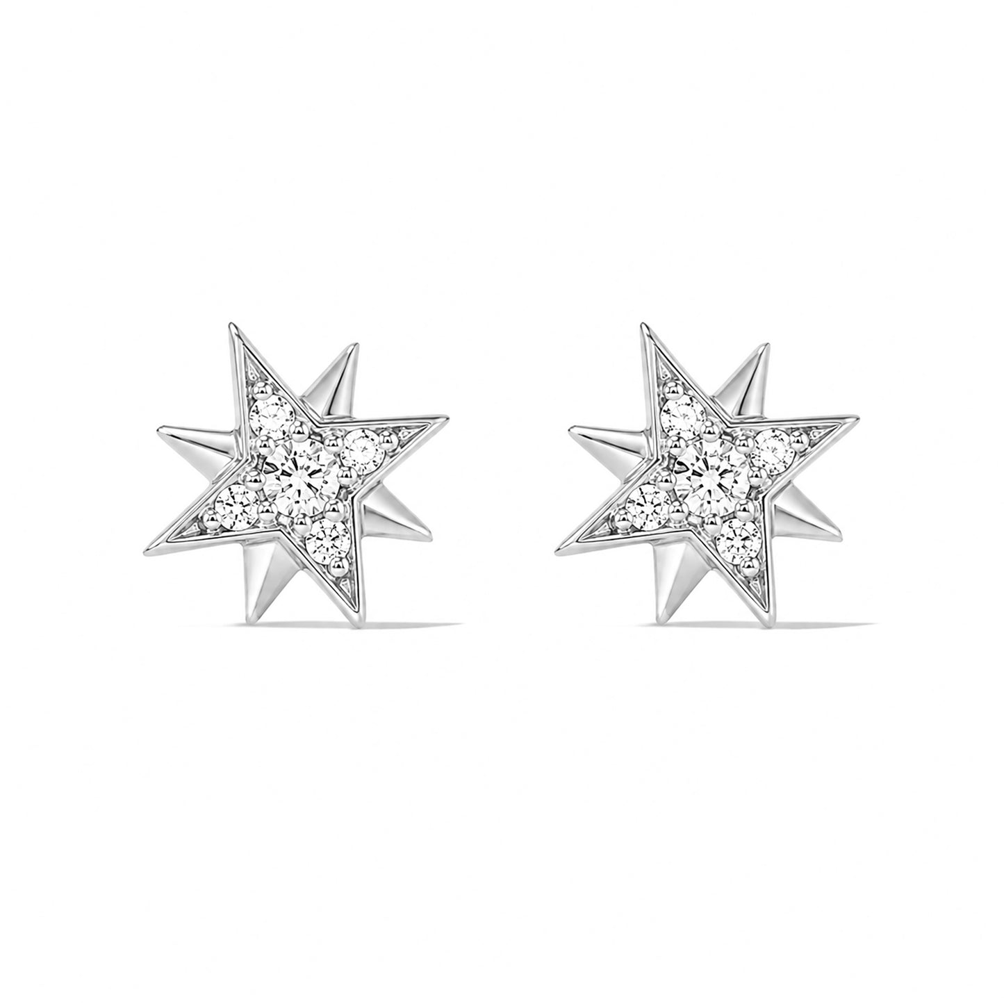 14K Gold Pavé Diamond Starburst Stud Earrings
