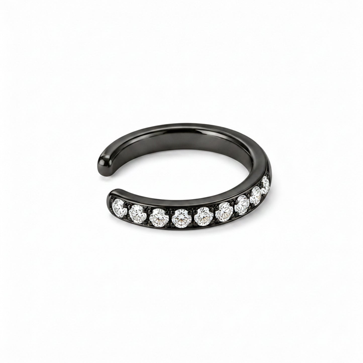 14K Gold Full Pavé Diamond Round Hoop Ear Cuff