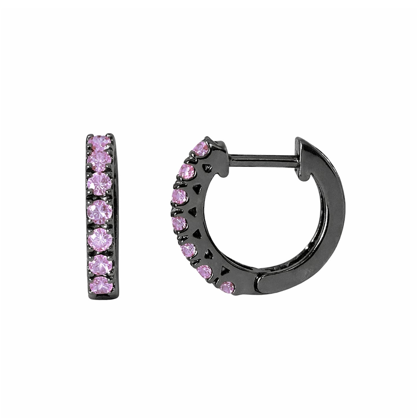 14K Gold Purple Sapphire Thick Huggie Hoop Earrings (11mm x 6mm)