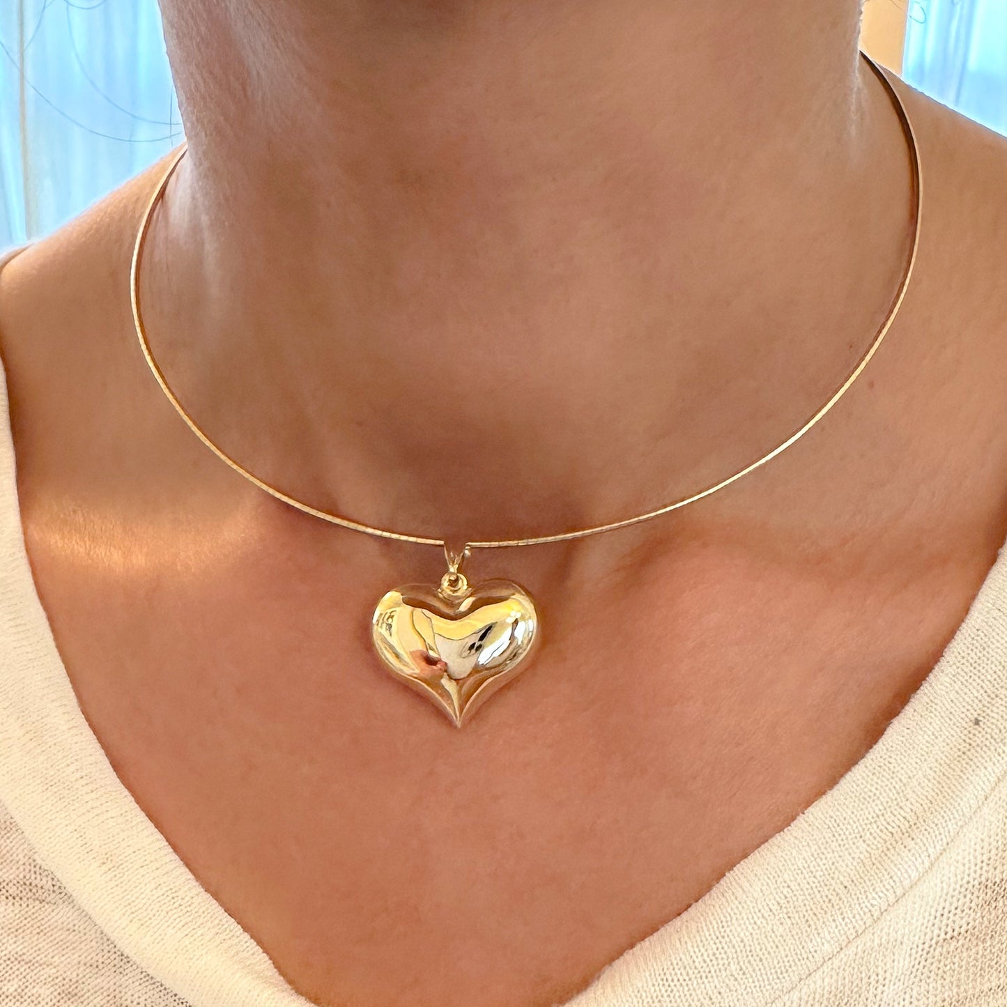 14K Gold Puffy Heart Charm Pendant