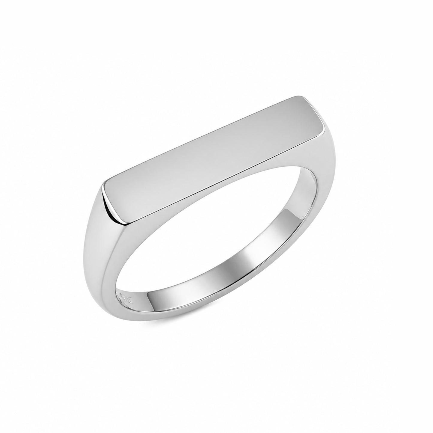 14K Gold Engravable Rectangle Signet Ring, Small Size
