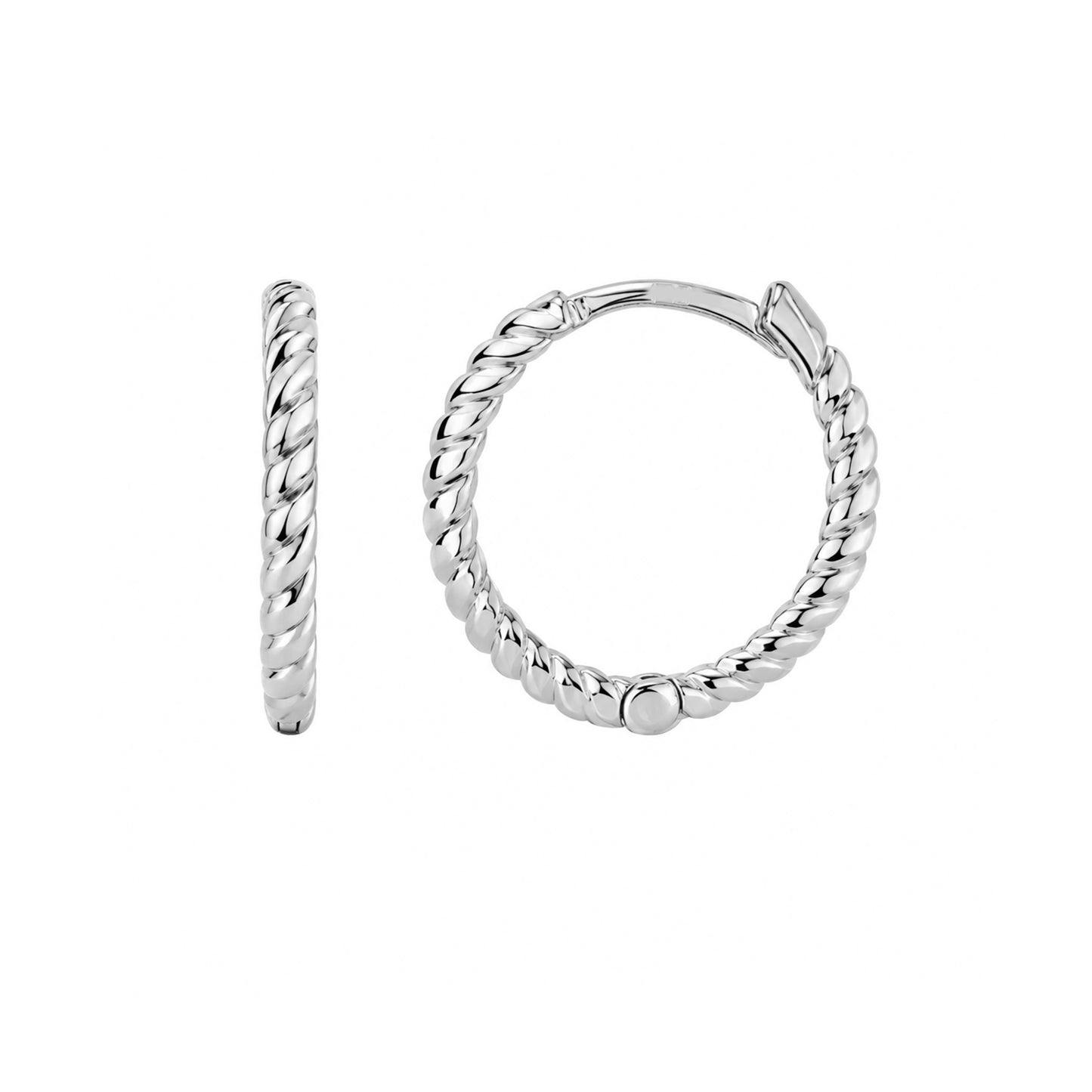 14K Gold Braided Rope Huggie Hoop Earrings