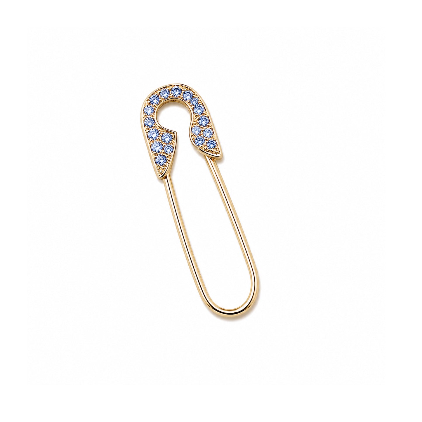 14K Gold Pavé Pastel Blue Sapphire Safety Pin Earring