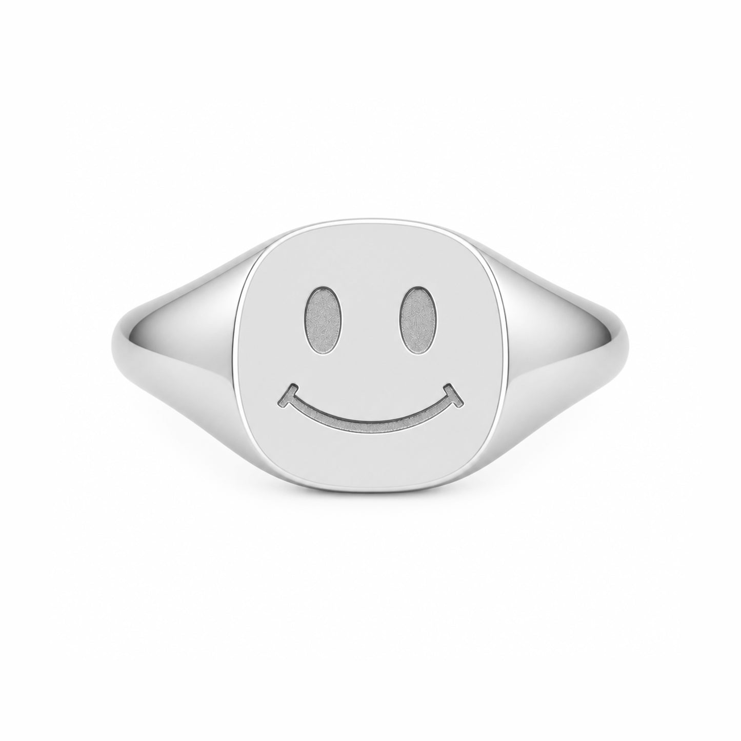 14K Gold Smiley Face Signet Ring