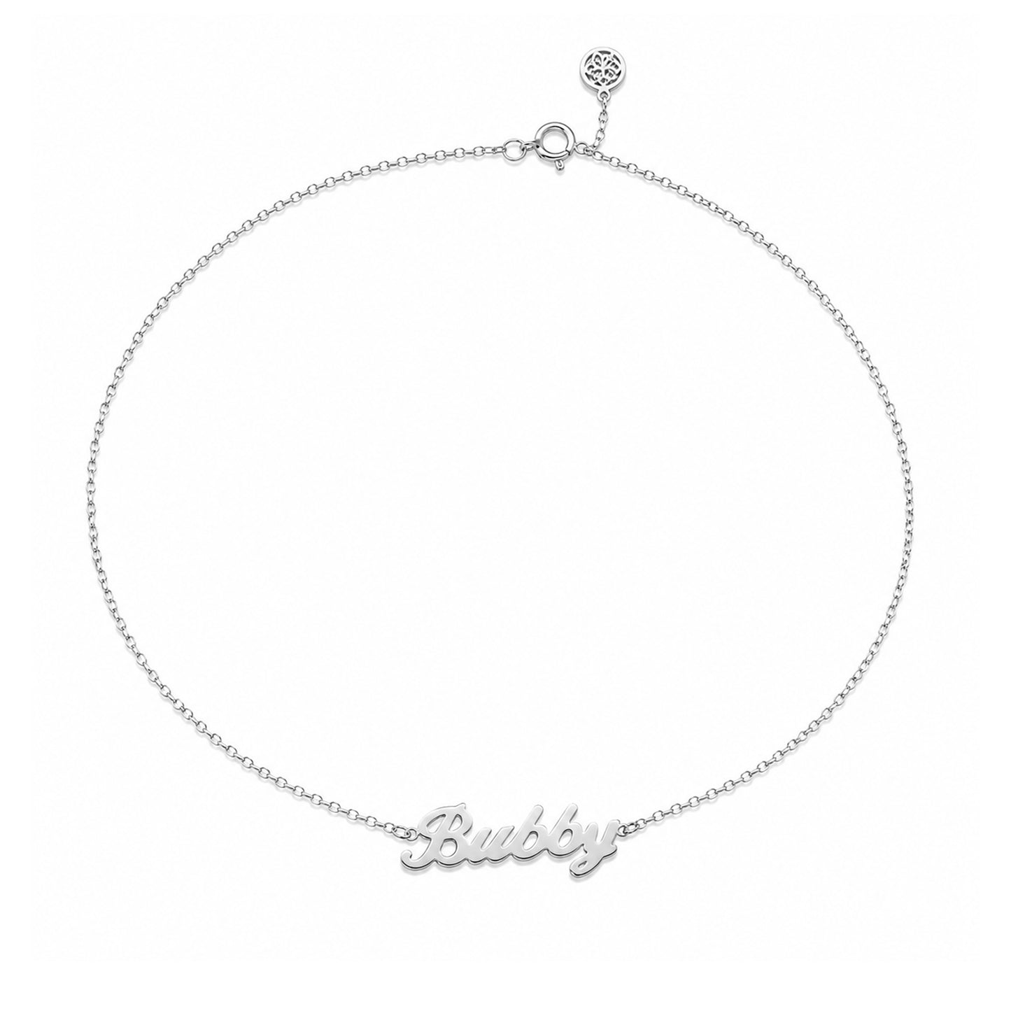 14K Gold Nameplate Charm Ankle Bracelet (Anklet) ~ Script Font